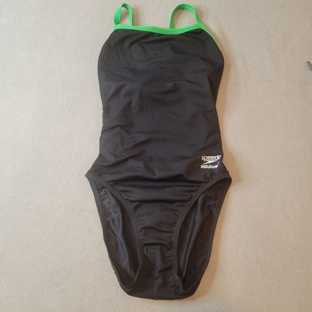 Speedo Womens Black Green Size 26 Training Endurance Swimsuit One Piece Bikini